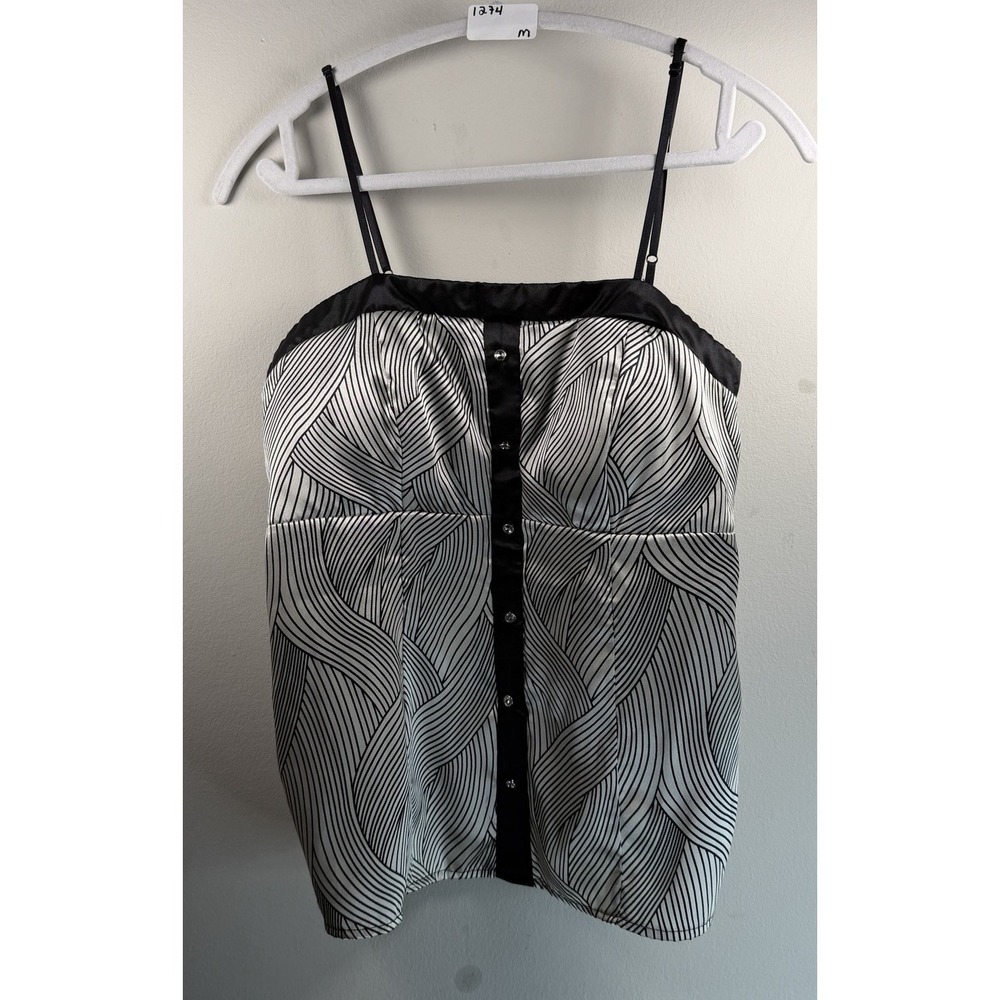 VTG Y2K Babydoll Top‎ M Satin Floral Empire Waist Fairy Whimsigoth Milkmaid HOLE